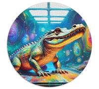 Moonlight Crocodile 1000 Pieces Jigsaws Stress Reliever Difficult Challenge for Adults & Kids Unique Challenge Game Round Family Game Gifts (67.5x67.5cm)