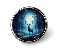 Moonlight Deer Badge Holder Exquisite Round Badge with Picture Pin DIY Button Badges Personalized Metal Button Pin Fashion Brooch Crafts Gifts Clothes Decorative Pins