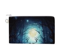 Moonlight Deer Coin Purse with Zipper Coin Wallet Coin Pouch Canvas Change Purse Pouch Zero Wallet Coin Bag