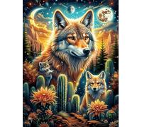 Moonlight Desert Fox 500 Pc DIY Jigsaw Puzzle Puzzles for Adults Teens Hard Challenging Team Building Stress Reducing Autumn Sturdy Wooden Cardboard 500 PCS