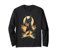 Moonlight Doberman Pinscher Landscape Long Sleeve T-Shirt