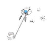 Moonlight Dream Catcher 4-piece Set Elegant Earrings Feather Hook Earrings with Multiple Ear Piercings Matching Combination