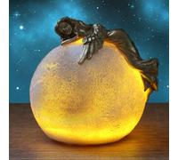 Moonlight Figurine Lamp - Resin Angel Sculpture, Desk Night Light, Charming Moon Corner Statue, Bedroom Decoration | Table Night Lamp, Birthday Gift