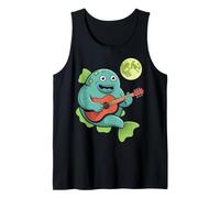Moonlight Fish Playing Guitar Cartoon Design Tank Top