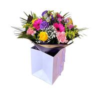 Moonlight Fresh Flowers summer Bouquet - Floral Arrangement gifting, Cerise Gerbera, Lisianthus, Roses, Carnations, Birthday Celebrations, Thank You, Anniversary, Ester, Occasions Delivery