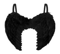 Moonlight Fright Womens Black Angel Wings of Darkness - Feather Black Wings for Dark Angel Halloween Costumes for Women - Ladies Devil Accessories or Dark Fairy Halloween Fancy Dress Accessories