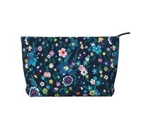 Moonlight Garden Zipper Closure Corduroy Makeup Bag Multifunctional Organizer 22x7x17cm for Travel Camping Vacation Fitness