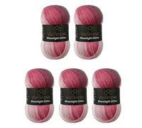 Moonlight Glitter Batik Simli 5 x 100 g Knitting Wool 500 g Wool for Knitting and Crocheting 20% Wool Metallic Wool Turkish Wool Gradient Wool Glitter Wool (5100 Grey Berry White)