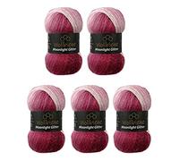 Moonlight Glitter Batik Simli 5 x 100 g Knitting Wool 500 g Wool for Knitting and Crocheting 20% Wool Metallic Wool Turkish Wool Gradient Wool Glitter Wool (5300 Berry White)