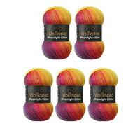 Moonlight Glitter Batik Simli 5 x 100 g Knitting Wool 500 g Wool for Knitting and Crocheting 20% Wool Metallic Wool Turkish Wool Gradient Wool Glitter Wool (2600 rainbow)