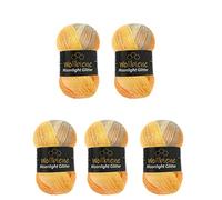 Moonlight Glitter Batik Simli 5 x 100g Metallic Gradient Glitter Wool (4000 Orange Yellow Grey) for Knitting and Crocheting