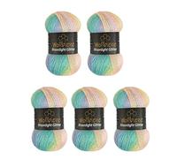 Moonlight Glitter Batik Simli 5 x 100g Metallic Knitting Wool 500g for Knitting and Crocheting - Gradient Glitter Wool (2900 Green Pink Yellow Pastel)