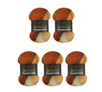 Moonlight Glitter Batik Simli 5 x 100g Metallic Wool for Knitting and Crocheting - 500g Turkish Wool with Colour Gradient and Glitter (2800 Brown Terracotta Beige)