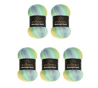 Moonlight Glitter Batik Simli Knitting Wool 500g - 5x100g for Knitting and Crocheting - 20% Wool, Metallic, Turkish, Gradient, Glitter (3070 Yellow Turquoise Blue)