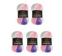 Moonlight Glitter Batik Simli Knitting Wool 500g - 5x100g Skeins for Knitting and Crocheting - 20% Wool, Metallic, Turkish, Gradient, Glitter (3090 Purple Green Pink)
