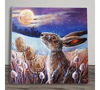 Moonlight Hare Ceramic Picture Tile Artwork By Judith Yates Hanging Wall Art Home Décor