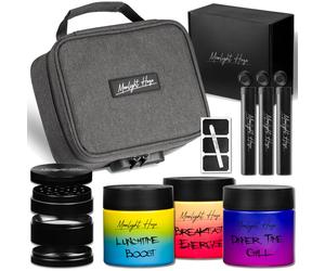 Moonlight Haze Smell Proof Bag ? Smell Proof Box Stash Box Gift Set with 3 Smell Proof Containers, Metal Grinder, Integrated Rolling Tray, 3 Doob