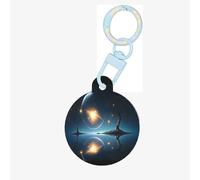 Moonlight in Dreams Dog Tags Round Pet Tag,Acrylic Pet ID Tags Durable and Stylish,Perfect for Small to Large Pets