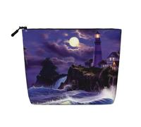 Moonlight Lighthouse Patterned Cosmetic Bag, Travel Toiletry Bag, Suitable for Business Trips and Daily use.