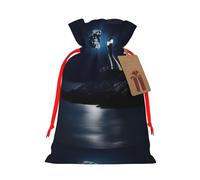 Moonlight Lighthouse print Christmas Bag - Premium Holiday packet, Festive Xmas Packaging with Joyful Designs
