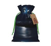 Moonlight Lighthouse print Christmas Bag - Premium Holiday packet, Festive Xmas Packaging with Joyful Designs
