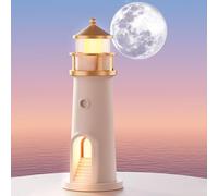 Moonlight Lighthouse Projection Lamp with Remote Control, Bluetooth Speaker & White Noise, Rechargeable Night Light for Decor