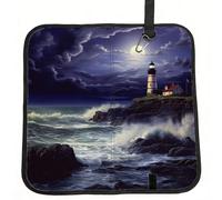 Moonlight Lighthouse Seat Cushion Folding, Indoor Outdoor Portable Chair Cushion for Camping, Waterproof Memory Foam Sitting Mats for Picnic Hiking, Lightweight & Compact 15.8 x 15.8 in
