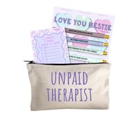 Moonlight Makers Funny Office Supplies Gift Set - Bestie Pen Set, I Made A List Notepad, Unpaid Therapist Zipper Pouch - Cute Stationery Sets for Women, Funny Gifts for Friends and Coworkers