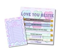 Moonlight Makers Funny Pen and Notepad Stationery Set - Set of 5 Love You Bestie Engraved Ballpoint Pens, Black Ink, I Came I Saw I Made A List Notepad, Cute Desk Supplies & Funny Work Gifts for Women