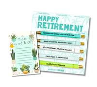 Moonlight Makers Funny Pens and Notepad Stationery Set - Set of 5 Happy Retirement Engraved Ballpoint Pens with Black Ink, To Do Or Not To Do Notepad, Cute Desk Supplies & Funny Work Gifts for Women