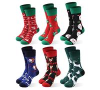 Moonlight Manor 6 Pairs Christmas Socks for Women,Xmas Knit Crew Socks Holiday Warm Soft Winter Gift Santa Claus Novelty Socks UK Size 6-11