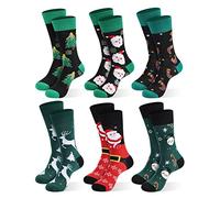Moonlight Manor Christmas Socks For Men, 6 Pack Mens Christmas Socks, Xmas Crew Socks UK Size 6-14