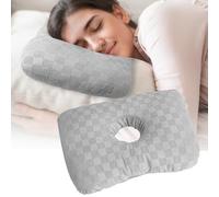 Moonlight Miles Ear Piercing Pillow for Side Sleepers with an Ear Hole,CNH,Ear Piercing,Pressure Relief,O Shaped Cotton Pillow for Ear Pain,Inflammation, Sores,Surgery Recovery,Sensitive Ears (Grey)