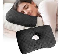 Moonlight Miles Ear Piercing Pillow for Side Sleepers with an Ear Hole,CNH,Ear Piercing,Pressure Relief,O Shaped Cotton Pillow for Ear Pain,Inflammation, Sores,Surgery Recovery,Sensitive Ears (Black)