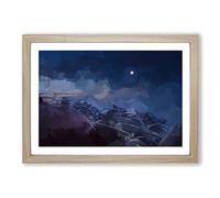 Moonlight Over a Beach in Helsinki in Abstract Framed Print | A2 Oak Framed Wall Art | Ready to Hang | Abstract Beach Picture | Living Room Bedroom Lounge Office