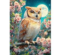 Moonlight Owl 1000 Pc DIY Jigsaw Puzzle Animal Plant Fairy Tale Puzzles for Adults Teens Hard Challenging Team Building Stress Reducing Autumn Sturdy Wooden Cardboard 1000 PCS
