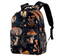 Moonlight Plants Mushrooms Flowers Printed Large Travel Backpack Multiple Pockets Adjustable Straps Causal School Backpack Unisex Work Daypack