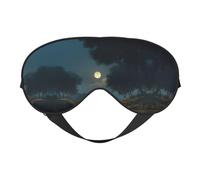 Moonlight Print Silk Sleeping Mask with Adjustable Strap-Silk Eye Mask Soft Eye Cover,for Blocking Out Lights Sweet Sleep Travel Relax, Nap, Meditation