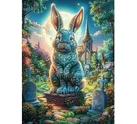 Moonlight Rabbit 500 Pc DIY Jigsaw Puzzle Animals And Plants Puzzles for Adults Teens Hard Challenging Team Building Stress Reducing Autumn Rigid Cardboard 500 PCS