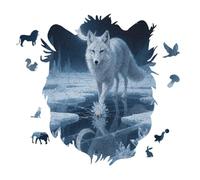 Moonlight Silver Fox Personalized Jigsaw Puzzles, 141 Pcs Wooden Jigsaw Puzzle Tiger Head Shape Puzzle Gift