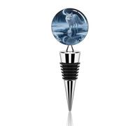 Moonlight Silver Fox Wine Bottle Stopper Decorative Vacuum Silicone Wine Stopper with Beautiful Art Glass Reusable Beverage Bottle Sealer Keeps Fresh