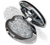 Moonlight Silver Glitter Eyeshadow In Mirror Compact - Heart-Shaped Pressed Powder With Metallic Shimmer, Buildable High-Shine For Everyday Brightening And Evening Looks, Ideal For Makeup Enthusiasts