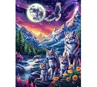 Moonlight Snow Mountain Wolf Pack 300 Pieces Premium Jigsaw Puzzle Animals And Plants Adult Jigsaws Educational Challenge Mental Exercise Wall Art Winter Rigid Cardboard 300 PCS