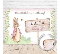 Moonlight Studio Peter Rabbit Baby Shower Decorations Girl 7x5ft A Little Bunny is On Her Way Banner Welcome Baby Girl First Birthday Backdrop