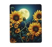 Moonlight Sunflower Pattern Mouse Pad with Non-Slip Rubber Base 7 x 8.6 in Mouse Mat with Stitched Edge Gaming Mousepad for Wireless Mouse Computer Laptop Home Office Desk Pad