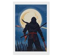 Moonlight Watercolor Style Ninja 5D Diamond Painting Kits for Adults DIY Full Round Drill Diamond Art with Complete Tools Beginner Friendly Craft for Stress Relief, Home Wall Decor And Gift Idea 8"x12