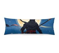 Moonlight Watercolor Style Ninja Body Pillow Pillowcase 20"x54" Lumbar Throw Pillow Covers with Hidden Zipper Breathable & Cozy Full Long Bodypillow Case Cover for Sleeping Bedroom Couch Sofa Decor