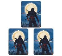 Moonlight Watercolor Style Ninja Car Air Freshener, 3 Pcs Square Hanging Air Freshener Cards, Long Lasting Fragrance Scented Cards for Car, Home, Office Black-style