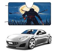 Moonlight Watercolor Style Ninja Car Windshield Sun Shade - Reflector Sunshade Offers Ultimate Protection for Car Interior, Cool Reflective Sun Blocker Fits Small Sedans, Mini SUVs 55"x30"