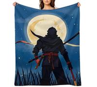 Moonlight Watercolor Style Ninja Flannel Fleece Throw Blanket Soft Cozy Throws for Couch Sofa Bed Farmhouse Blanket Comfort Decorative Travel Blankets Lightweight All Season 40"x50"